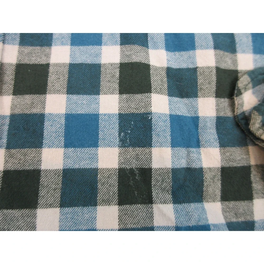 J CREW Shirt Mens L Blue Plaid Cotton Flannel Long Sleeve Button Up Slim Casual